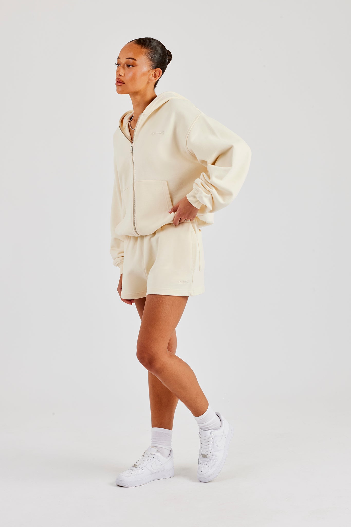 Zip Through Hoodie & Short - Butter Yellow